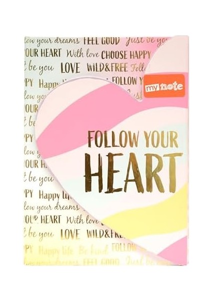 A5 Manyetik Kapaklı Kalp Desenli Defter 80 Yp