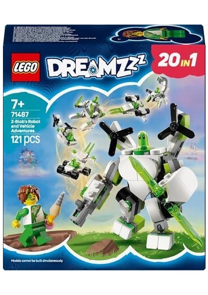 Z-Blob Un ve Araç Maceraları 71487 - 7 Yaş ve Üzeri Çocuklar Için Doğum Günü Hediyesi Fikri, Hareketli Bacaklar, Kollar, Ayaklar ve Kanatlar Içeren Oyuncak Yapım Seti (121 Parça)
