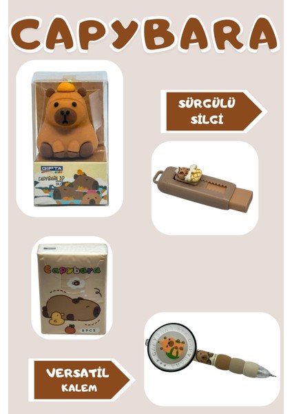Capybara Mega Kırtasiye Seti 9 Parça modelleri