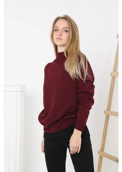 Yarım Boğaz Triko Kazak Yumuşak Dokulu Pamuklu Ince Dokuma, Uzun Kollu Rahat Regular Kalıp - Bor modelleri