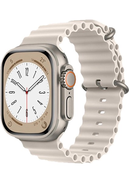 Apple Watch 38MM Ocean Kordon - KREM-(5796)