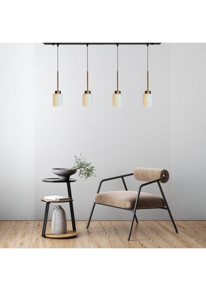 Tiny Beyaz Cam Dörtlü Avize Ince Eskitme Başlık Retro Sarkıt Lamba Restoran Salon Aydınlatma