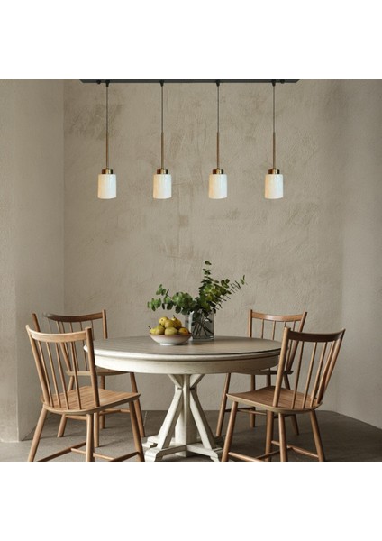 Tiny Beyaz Cam Dörtlü Avize Ince Eskitme Başlık Retro Sarkıt Lamba Restoran Salon Aydınlatma modelleri