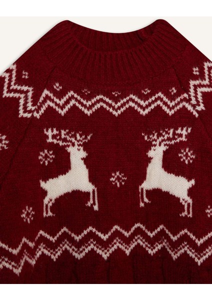 Yılbaşı Temalı Bisiklet Yaka Triko Kazak D1109AX24CW