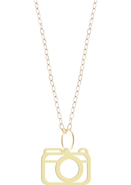 Altın Plakalı 14 Ayar Kamera Motifli Doğum Günü Hediyesine Özel Altın KOLYE-805