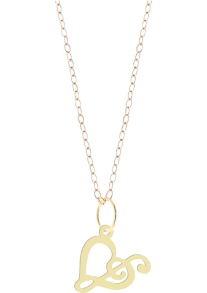 Altın Plakalı 14 Ayar Müzik Temalı Kalp Motifli Doğum Günü Hediyesine Özel Altın KOLYE-817