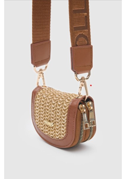 Kadın Askılı Taba Hasır Çanta Cüzdan modelleri