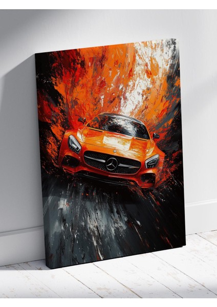 Mercedes Gt Spor Araba Soyut Duvar Tablosu Orange Speed %100 Pamuk Dokulu Kanvas Tablo fiyatları