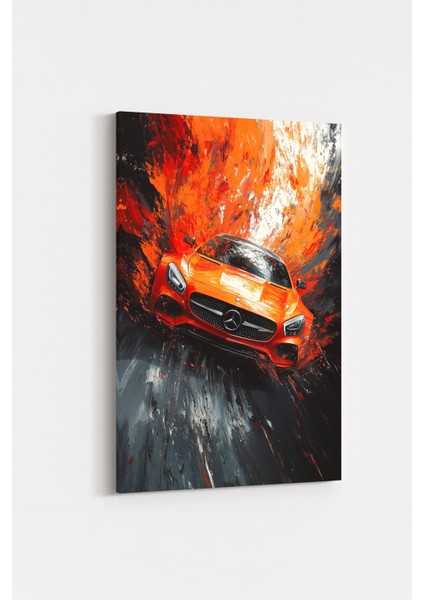 Mercedes Gt Spor Araba Soyut Duvar Tablosu Orange Speed %100 Pamuk Dokulu Kanvas Tablo modelleri