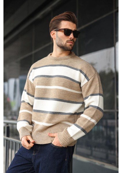 Vizon Çizgili Bisiklet Yaka Triko Erkek Kazak E7455 fiyatları