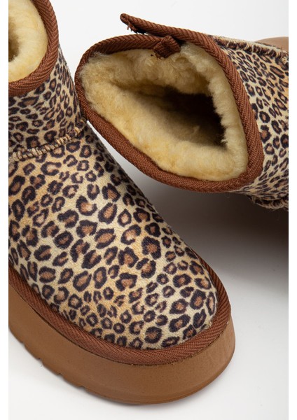Mini Cırtcırtlı Leopar Süet Yarım Bot Içi Tüylü Düz Taban Kadın Ayakkabı fırsatları