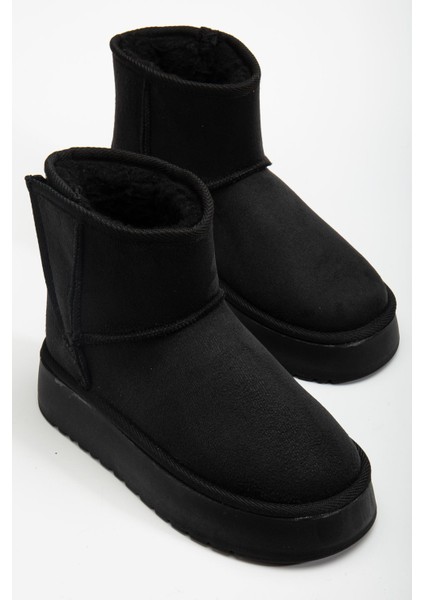 Mini Cırtcırtlı Siyah Süet Yarım Bot Içi Tüylü Düz Taban Kadın Ayakkabı fiyatları
