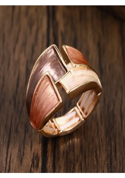 18K Altın Kaplama Geometrik Geniş Bantlı Esnek Yüzük fiyatları