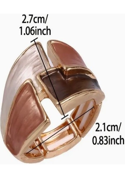 18K Altın Kaplama Geometrik Geniş Bantlı Esnek Yüzük indirimleri