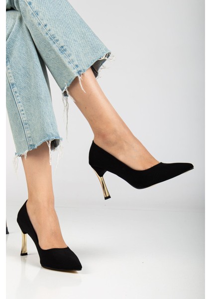 Kadın Siyah Saten Sivri Burun Ince Topuklu Stiletto fırsatları