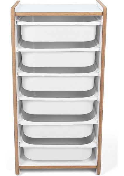 Montessori Tarzı Beyaz Mdf 6 Beyaz Çekmeceli Oyuncak ve Kitap Dolabı fiyatları