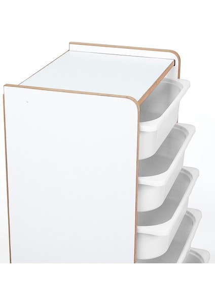 Montessori Tarzı Beyaz Mdf 6 Beyaz Çekmeceli Oyuncak ve Kitap Dolabı modelleri