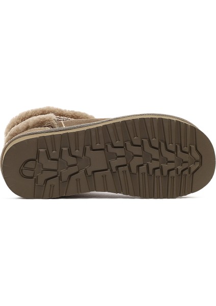 Kadın Bej Desenli Kürk Detaylı Süet Deri Teddy Bot 25WFD492710 indirimleri