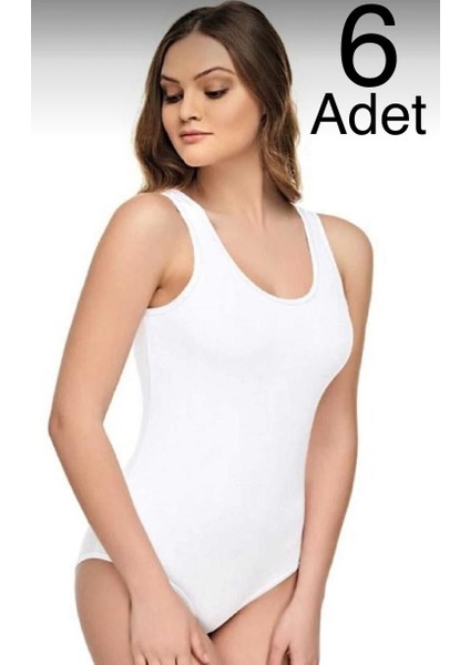 Mc Morcity Tutku Kadın 6"lı Kalın Askılı Pamuklu Likralı Kancalı Body Zıbın 0149