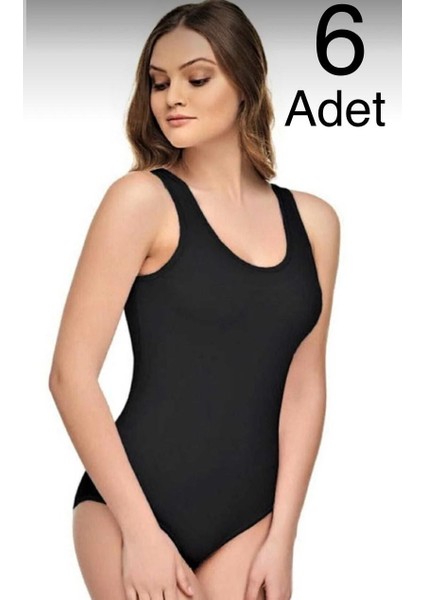 Mc Morcity Tutku Kadın 6"lı Kalın Askılı Pamuklu Likralı Kancalı Body Zıbın 0149