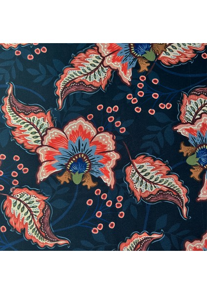 Botanik Desenli Jarse Kumaş Esnek 160CM En ( Gömlek, Elbise, Dekor ...)