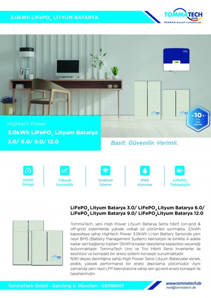 Hightech Power 3.0kwh Lifepo4 Lityum Batarya fiyatları
