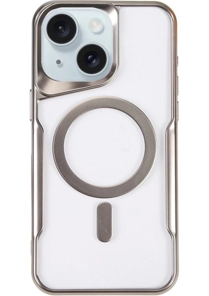 Buğz Iphone 15 Plus Kılıf Boyi Magsafe Silikon Kapak - Gümüş