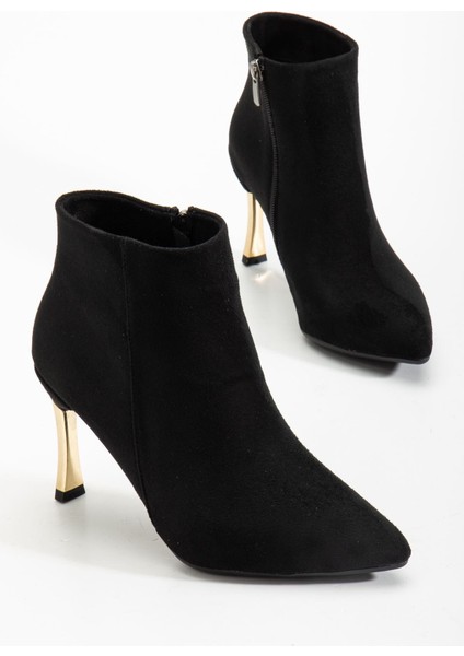 Kadın Siyah Süet Sivri Burun Kısa Boy Ince Topuklu Bot fiyatları