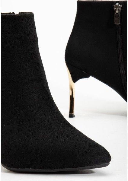 Kadın Siyah Süet Sivri Burun Kısa Boy Ince Topuklu Bot modelleri