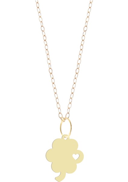 Altın Plakalı 14 Ayar Çiçek ve Kalp Motifli Yıl Dönümü Hediyesine Özel Altın KOLYE-823