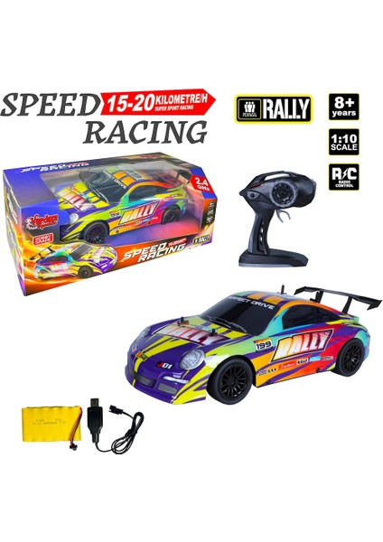 Uzaktan Kumandalı Full Fonksiyon 2.4g Şarjlı 1:10 Ralli Arabası 45 cm