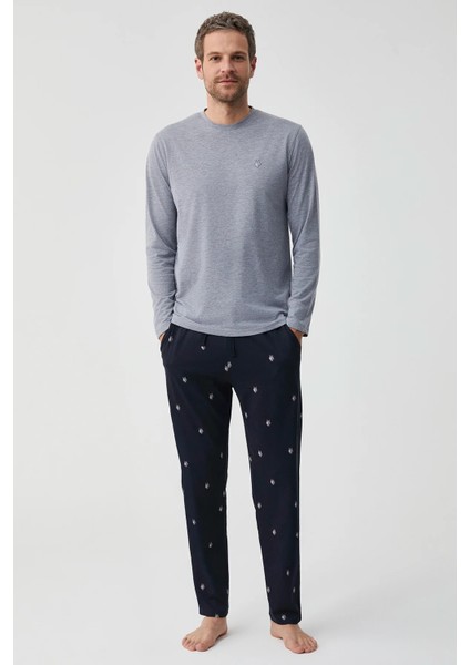 Yumuşak Dokulu Uzun Kol Erkek Pijama Takım FT704