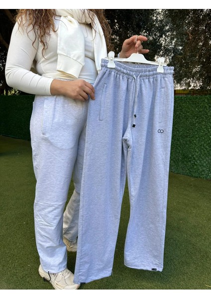 Gri Düz Paça Lastikli Eşofman Altı modelleri