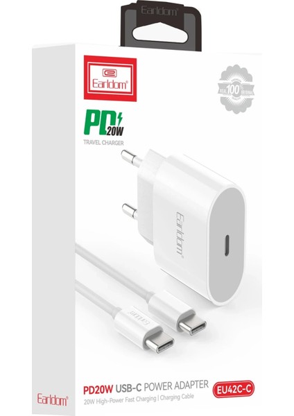 ES-EU42C 20W Type-C Çıkışlı Ekstra Type-C To Type-C Kablolu Pd Hızlı Şarj Cihazı fiyatları