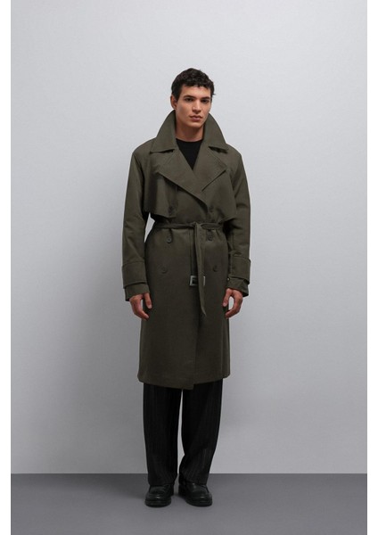 Haki Relax Fit Erkek Trençkot