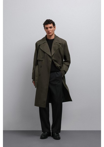 Haki Relax Fit Erkek Trençkot modelleri