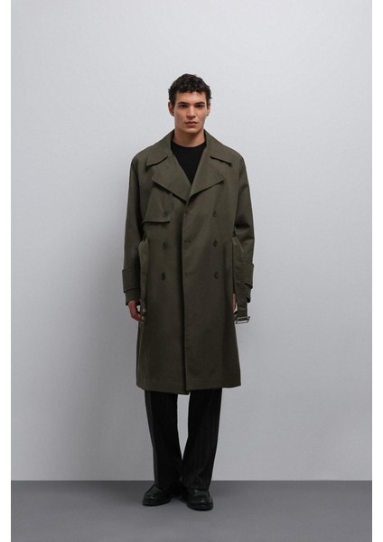 Haki Relax Fit Erkek Trençkot fırsatları