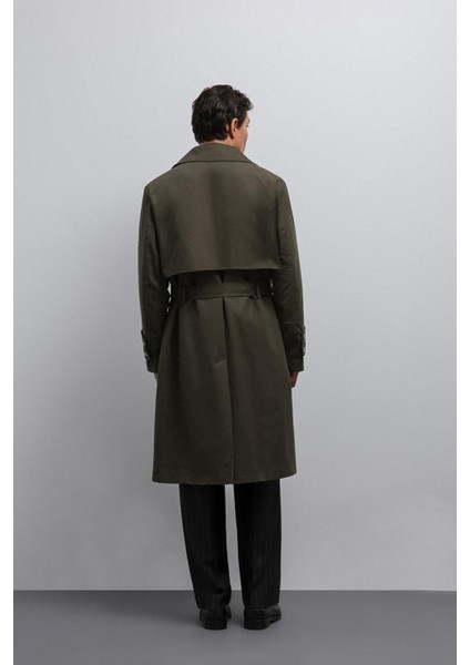 Haki Relax Fit Erkek Trençkot