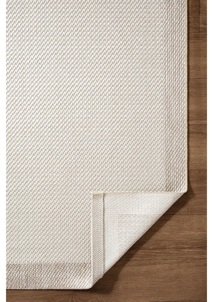 Zeen ZE002W Sisal Bej Beyaz Kolay Temizlenebilir Makinede Yıkanabilir Mutfak Halısı Pamuk Taban