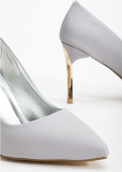 Kadın Gümüş Saten Sivri Burun Ince Topuklu Stiletto modelleri