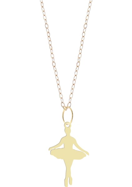 14 Ayar Altın Plakalı Balerin Figürlü Özel Günler Için Hediyelik Altın KOLYE-794