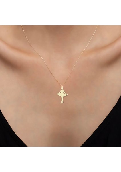 14 Ayar Altın Plakalı Balerin Figürlü Özel Günler Için Hediyelik Altın KOLYE-794 fiyatları