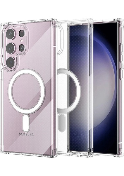 Buğz Samsung Galaxy S23 Ultra Kılıf Magneticsafe Şeffaf Silikon - Şeffaf