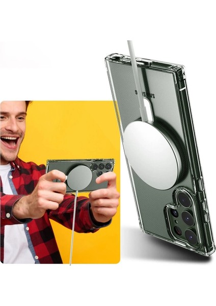 Buğz Samsung Galaxy S23 Ultra Kılıf Magneticsafe Şeffaf Silikon - Şeffaf indirimleri