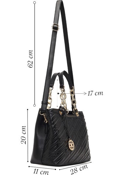 Kadın Siyah Uzun Askılı Baskılı Kol Çantası 25WBD286126 fiyatları