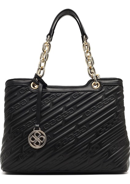 Kadın Siyah Uzun Askılı Baskılı Kol Çantası 25WBD286126 fırsatları