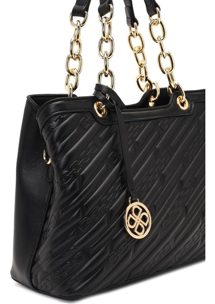 Kadın Siyah Uzun Askılı Baskılı Kol Çantası 25WBD286126