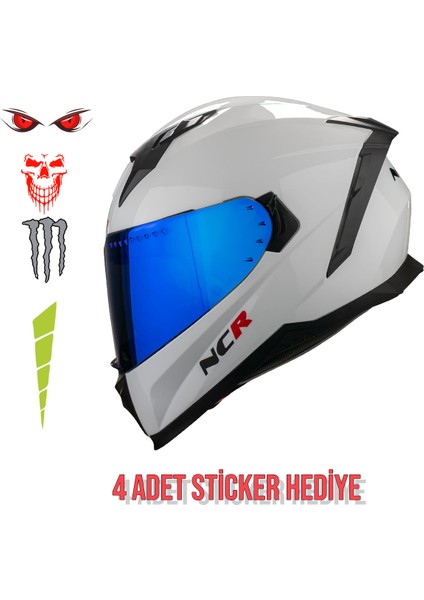 Ncr Stream Kapalı Kask Mavi Vizörlü (Ece-06)