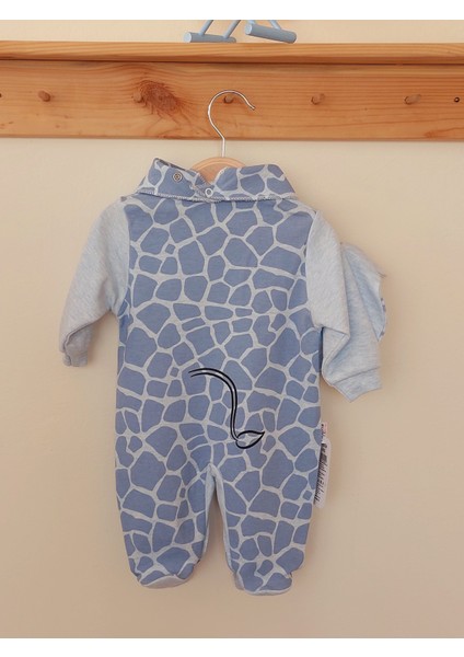%100 Pamuk Zürafa Desenli Patikli Bebek Tulum 3'lü Set modelleri
