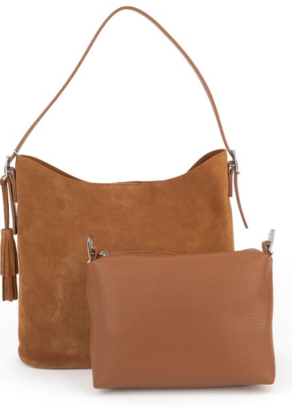 , Kadın Hakiki Deri Omuz ve El Çantası 153979Z5016 Taba modelleri